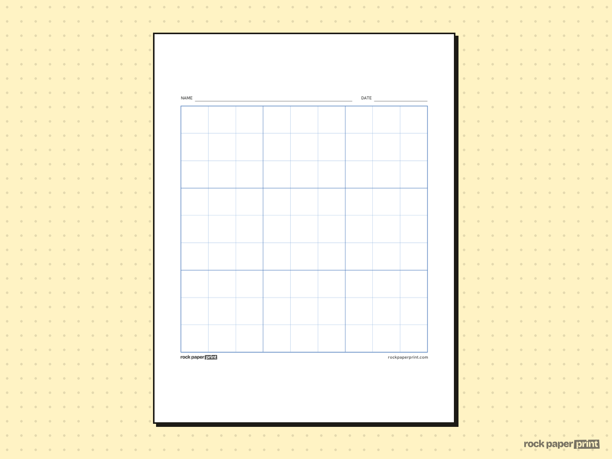 9x9 Grid, blue lines, printable PDF preview