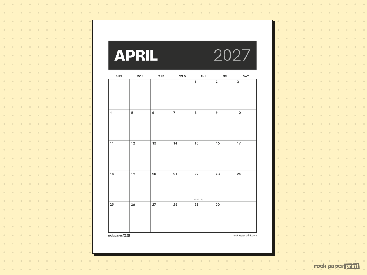 April 2027 Calendar, Bold header, printable PDF preview