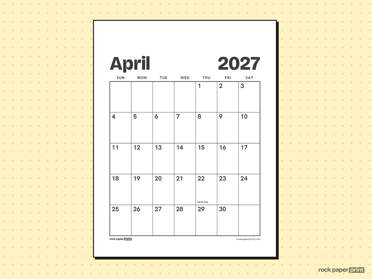 April 2027 Calendar, Large print, printable PDF preview