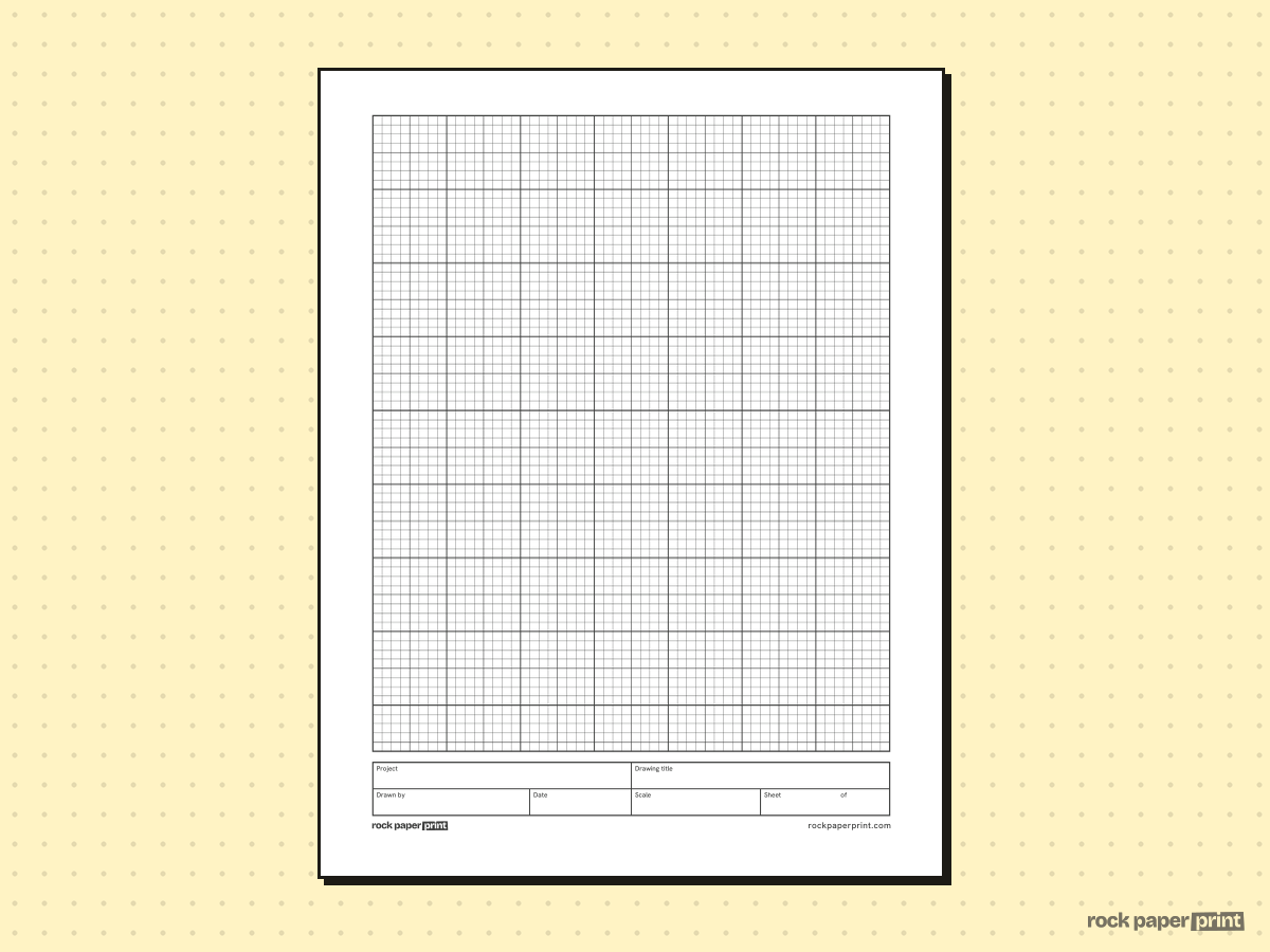 Architectural Drafting Paper with Title Block, black lines, printable PDF preview