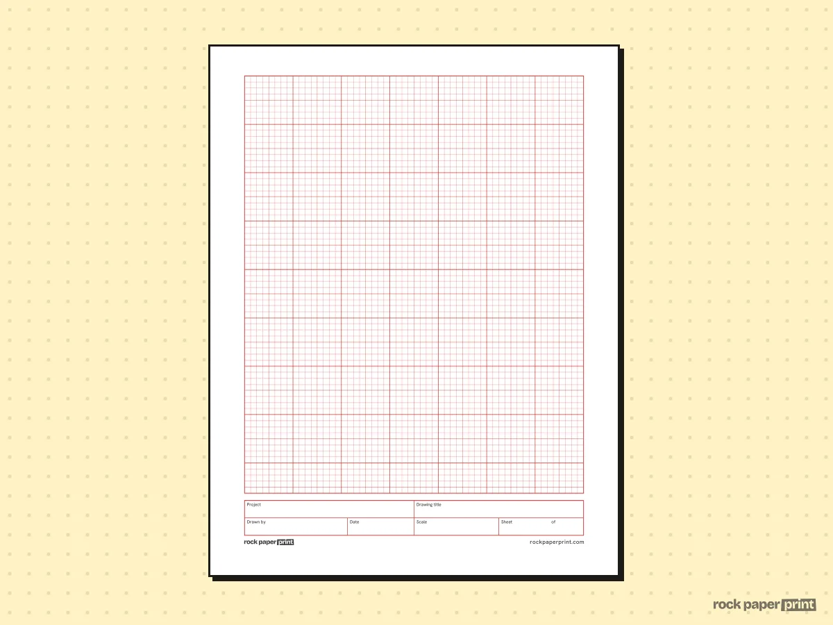 Architectural Drafting Paper with Title Block, red lines, printable PDF preview