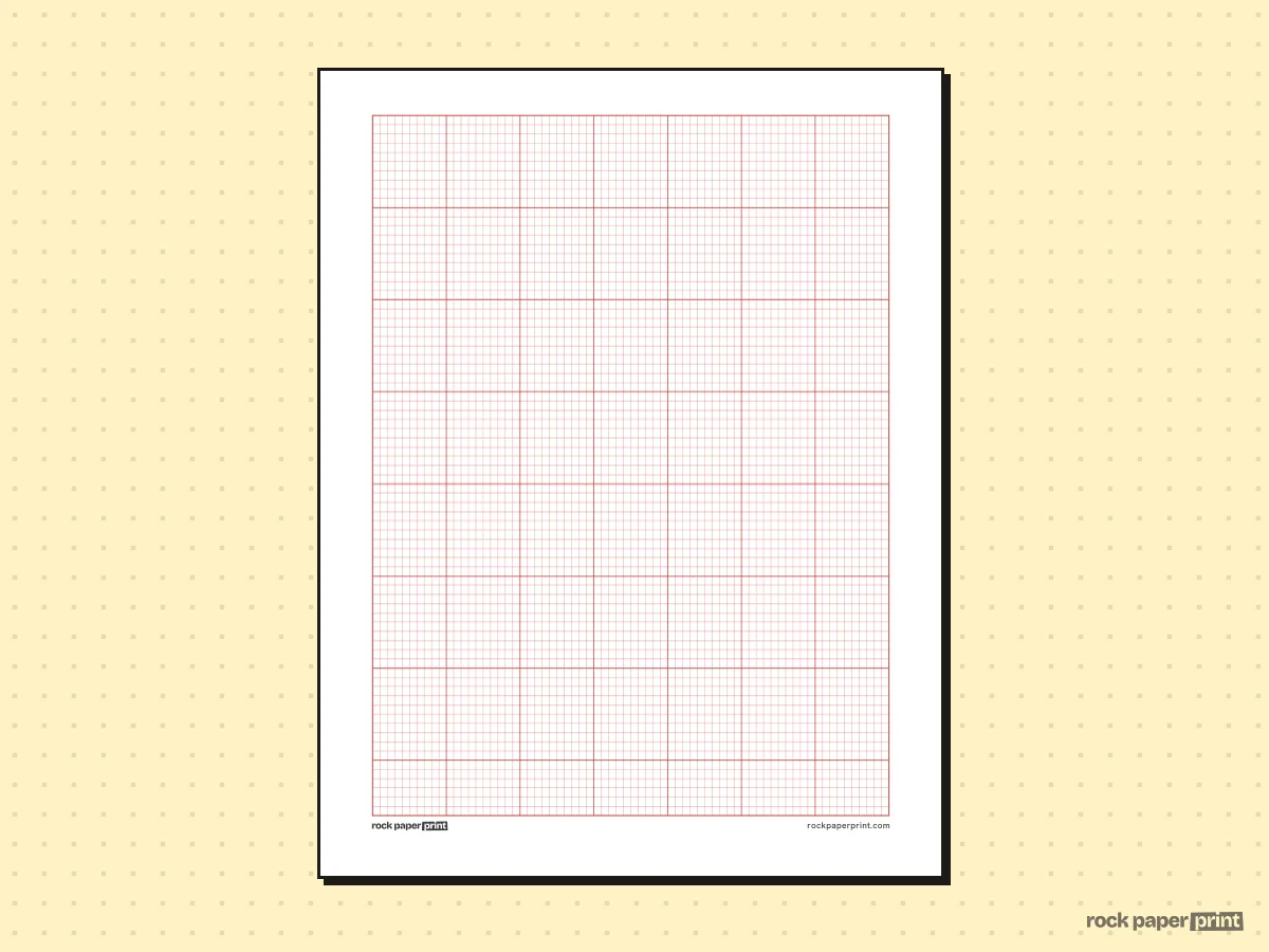 Bead Loom Graph Paper, red lines, printable PDF preview