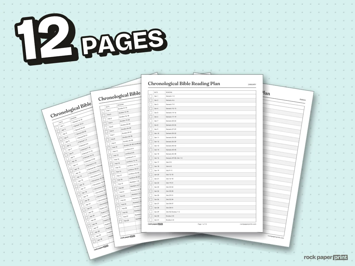 Bible Reading Plan, Chronological, printable PDF preview