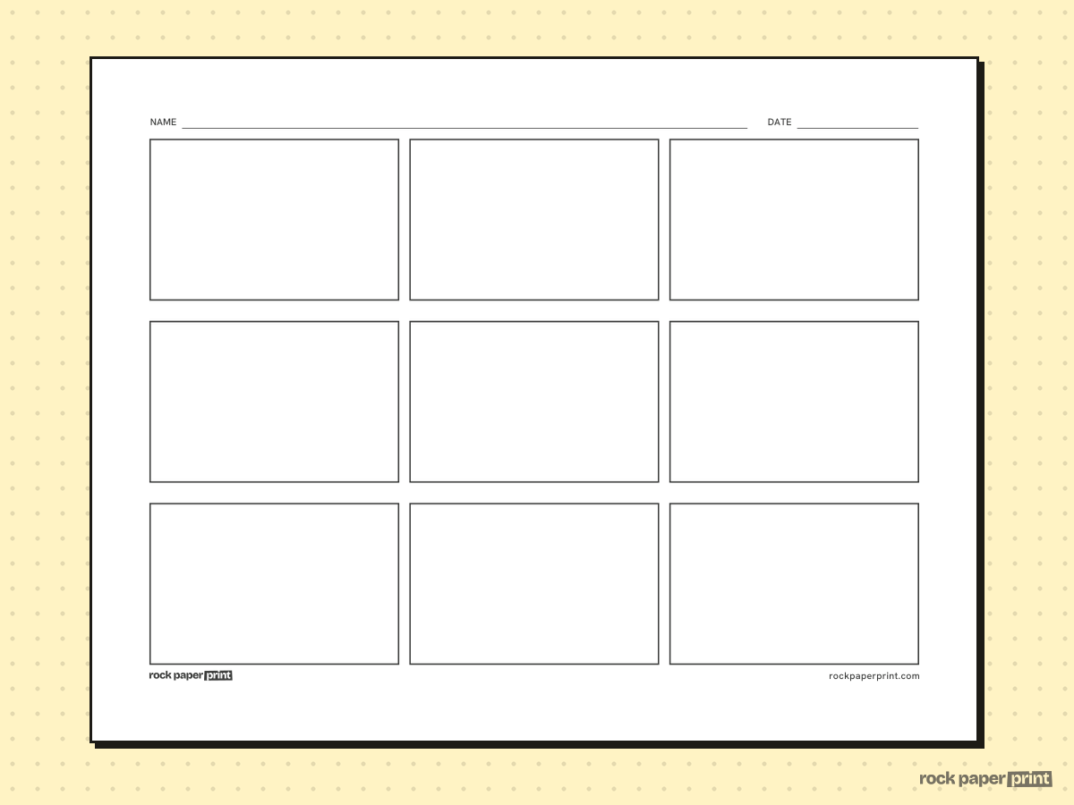 Blank Comic Strip, black lines, printable PDF preview