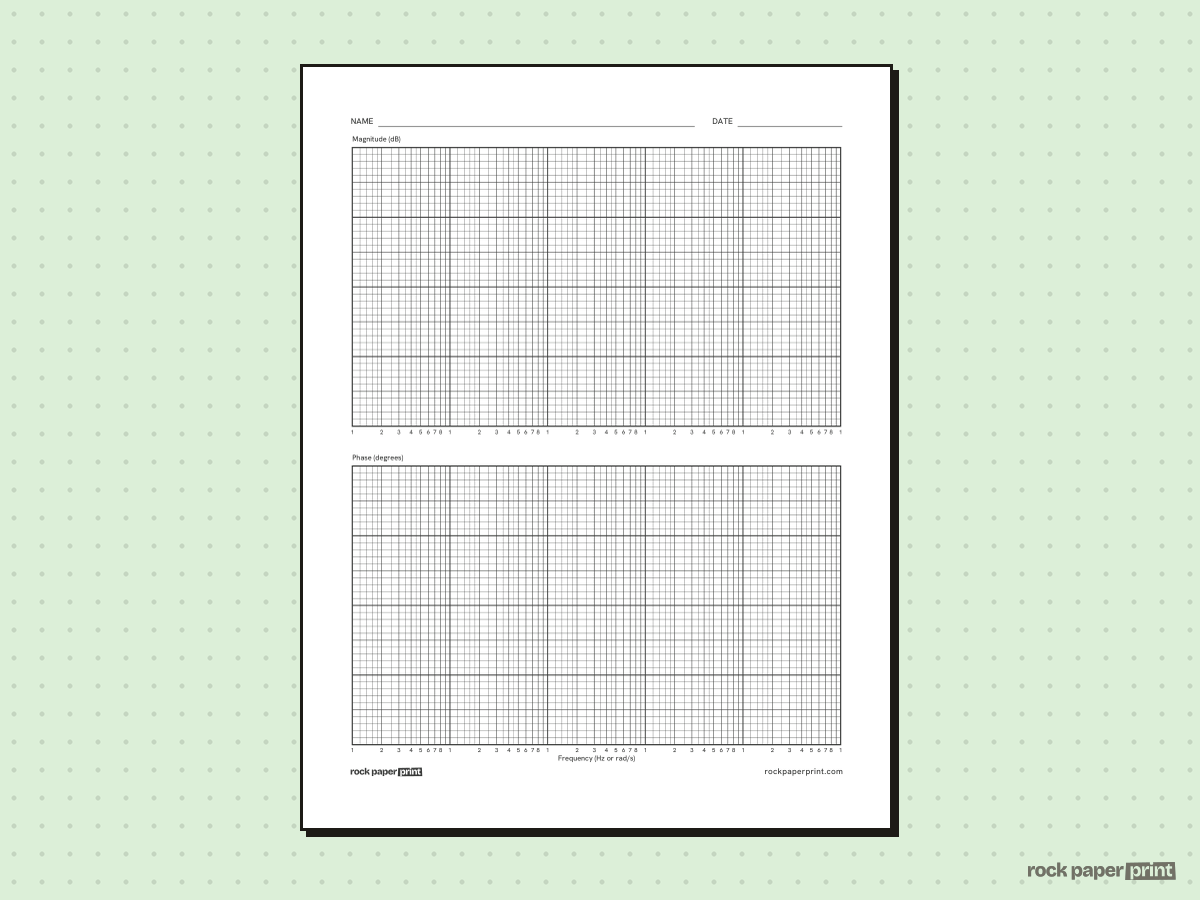 Bode Plot Semi-Log Paper, black lines, printable PDF preview