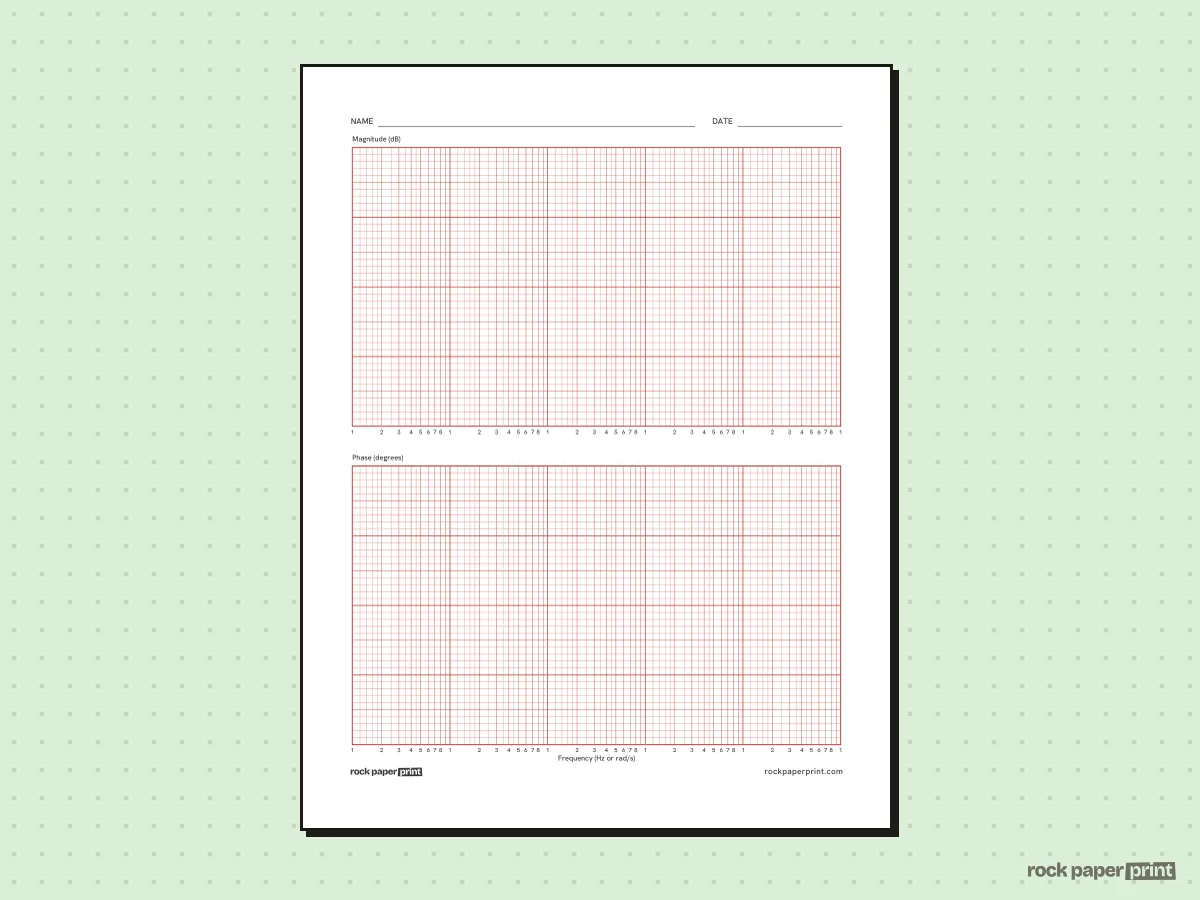 Bode Plot Semi-Log Paper, red lines, printable PDF preview