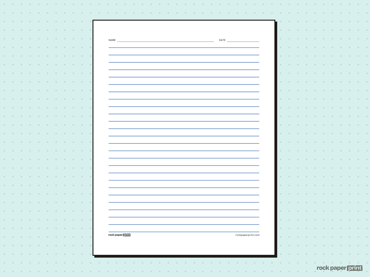 Bold Line Handwriting Paper, classic blue lines, printable PDF preview