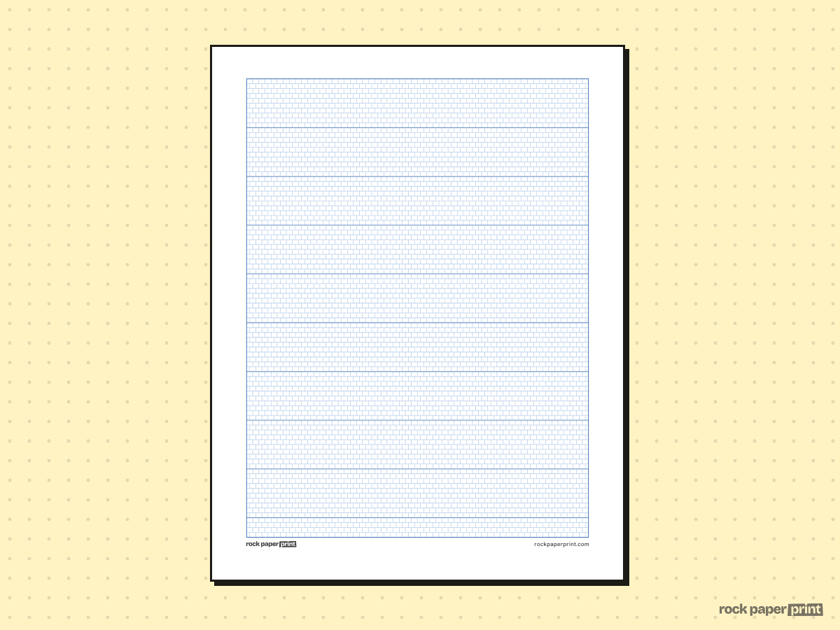 Brick Stitch Graph Paper, blue lines, printable PDF preview