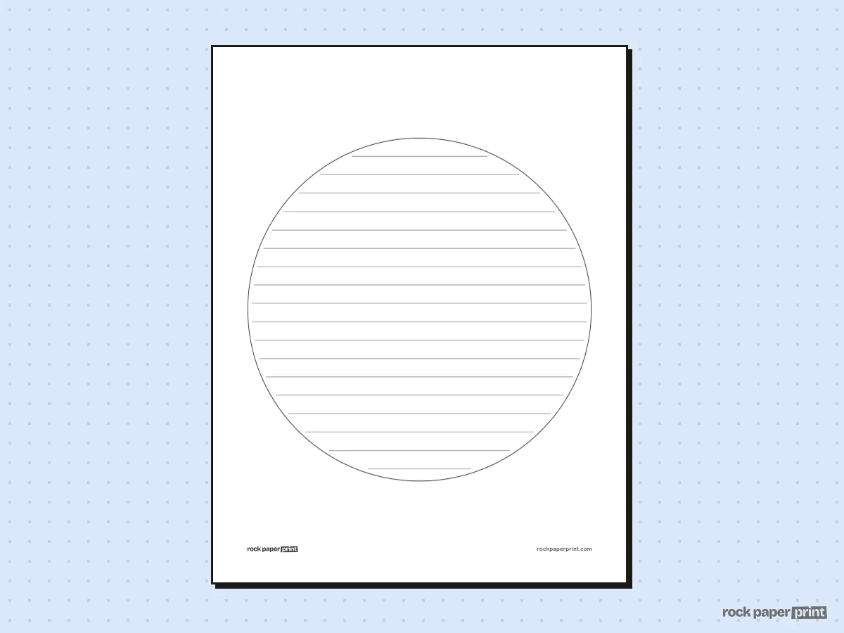 Circle Writing Paper, black lines, printable PDF preview