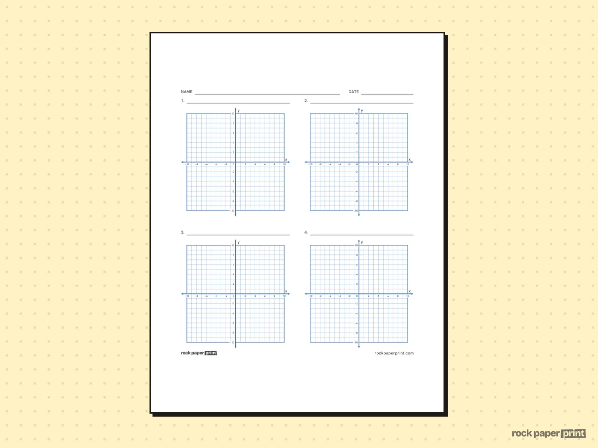 Coordinate Planes for Graphing Equations, blue lines, printable PDF preview