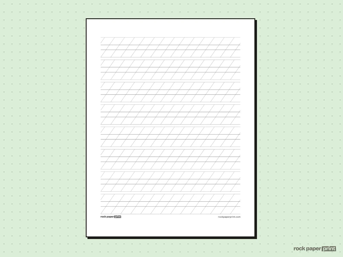 Copperplate Practice Sheet, black lines, printable PDF preview