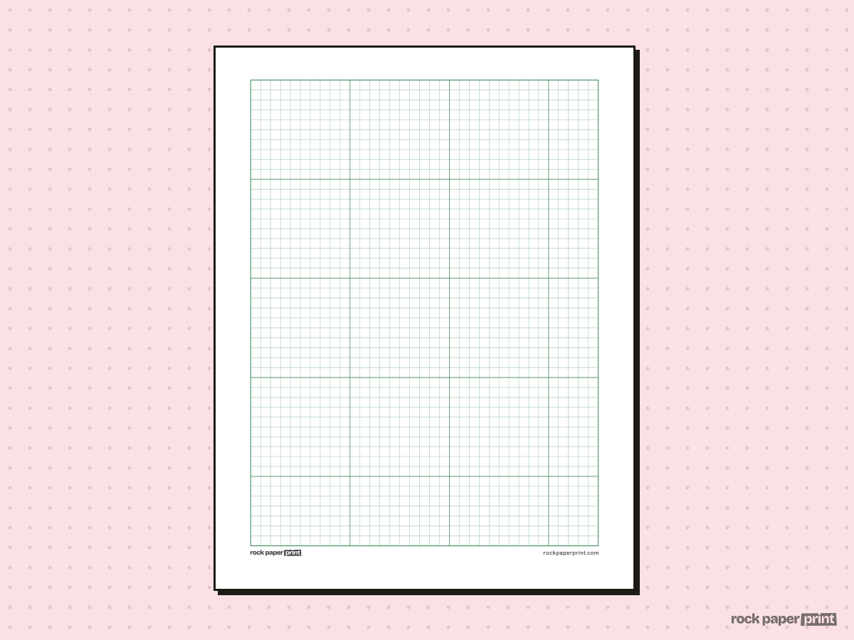 Crochet Graph Paper, green lines, printable PDF preview