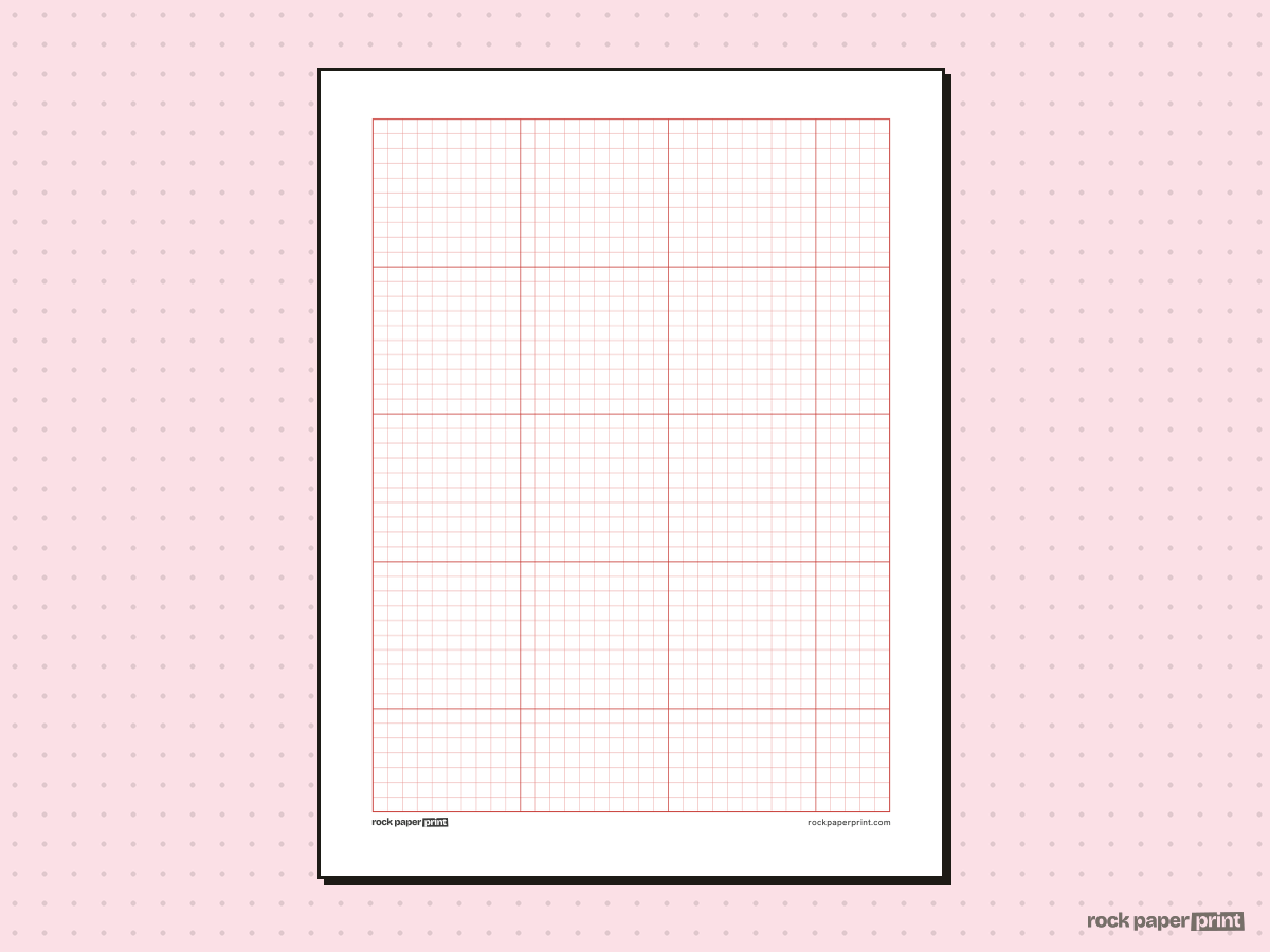 Crochet Graph Paper, red lines, printable PDF preview