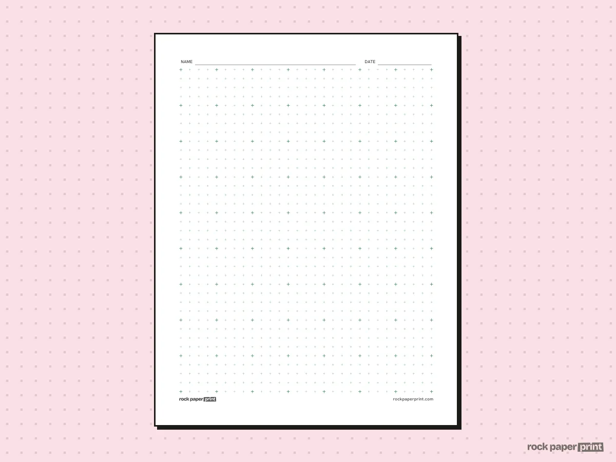Cross Grid Paper, green lines, printable PDF preview