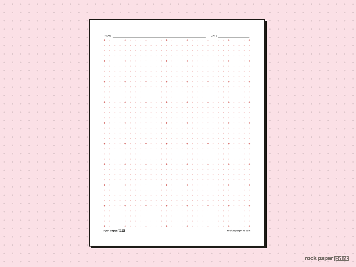 Cross Grid Paper, red lines, printable PDF preview