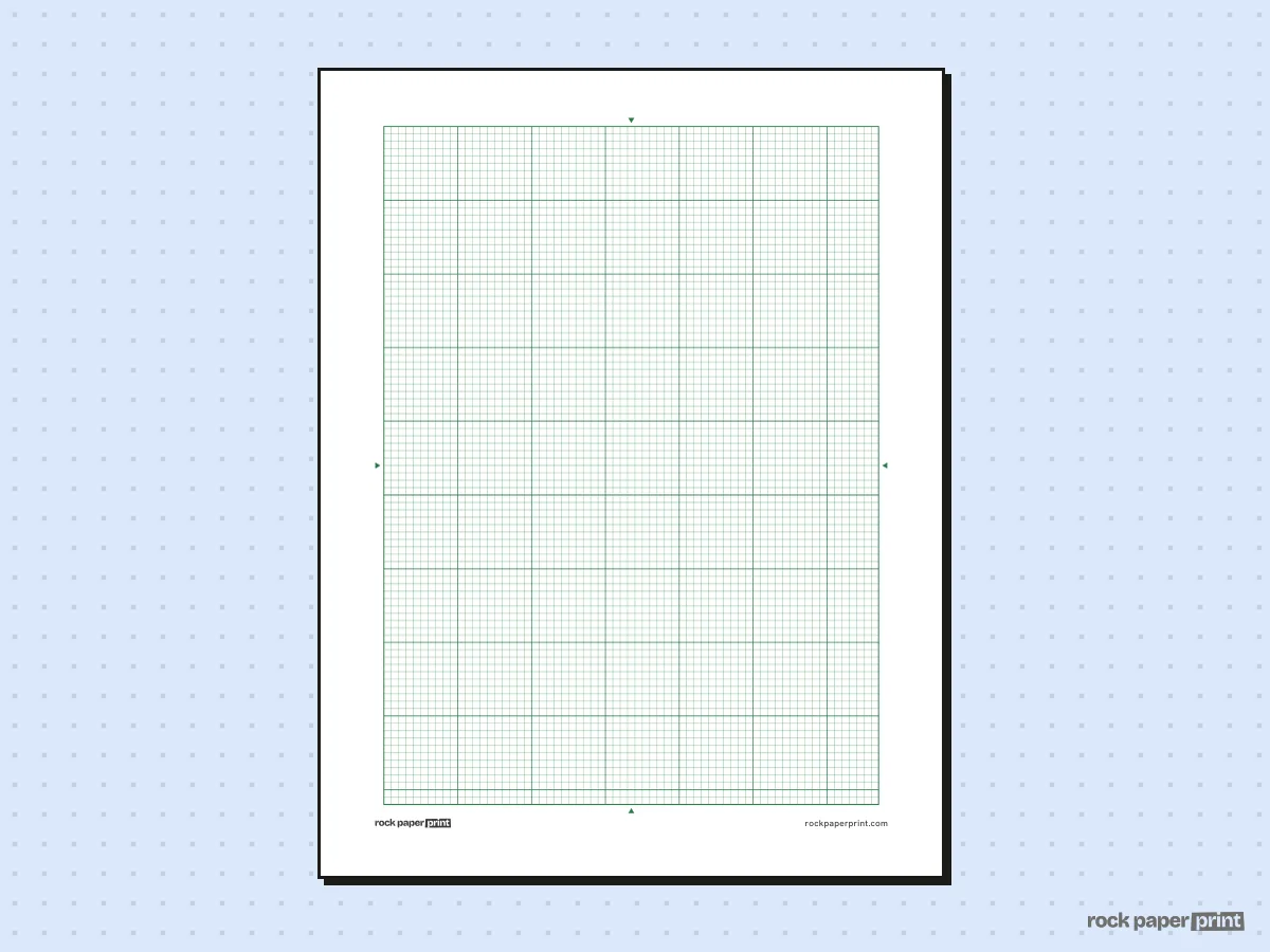 Cross Stitch Graph Paper, green lines, printable PDF preview