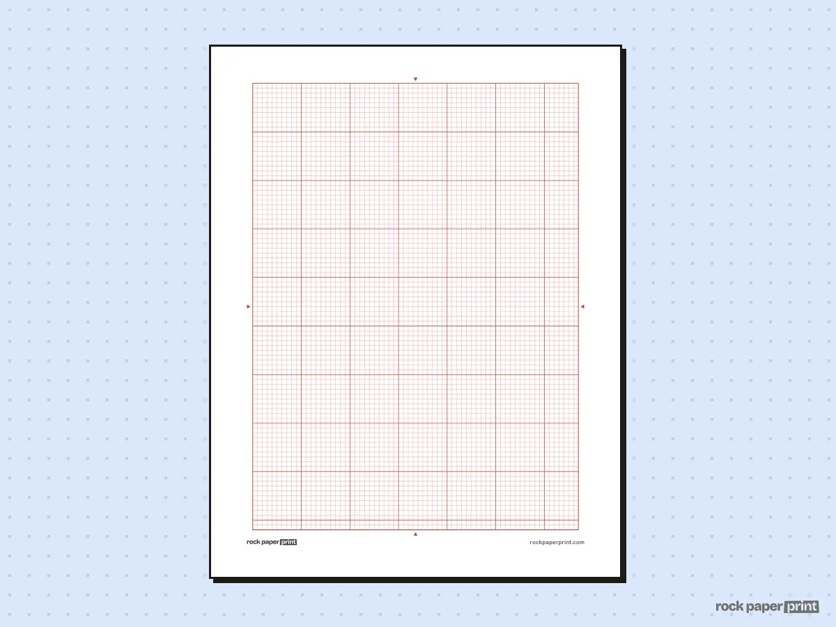 Cross Stitch Graph Paper, red lines, printable PDF preview