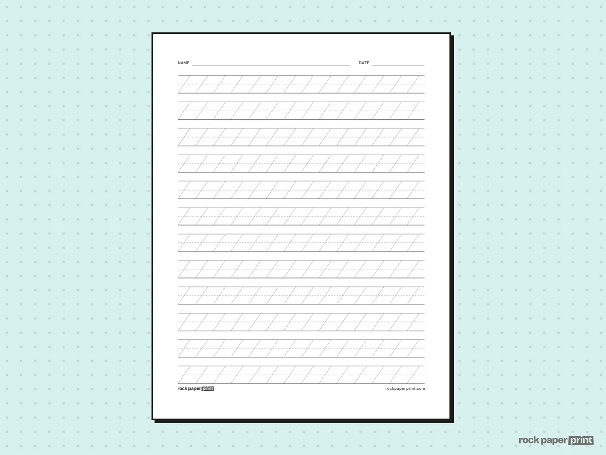 Cursive Writing Paper, black lines, printable PDF preview