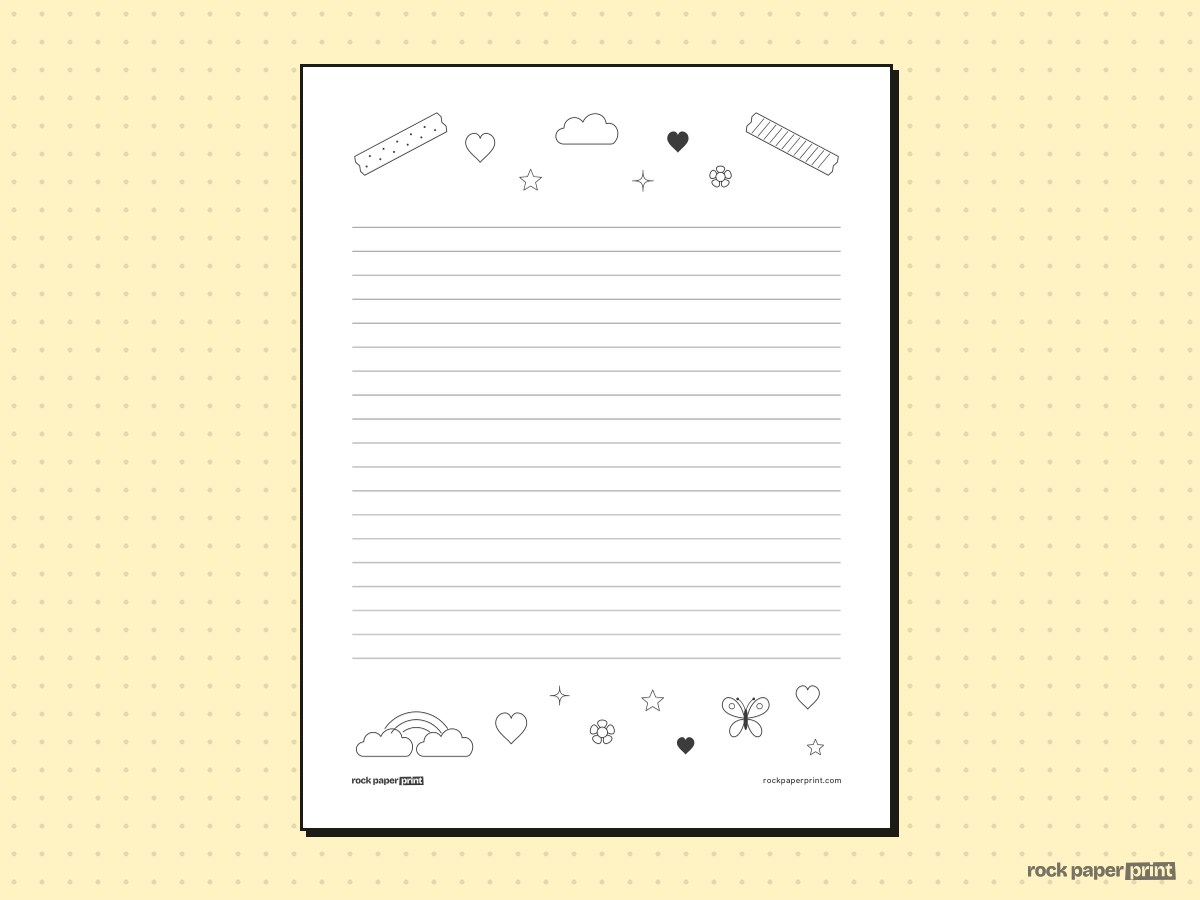 Cute Lined Paper, black lines, printable PDF preview