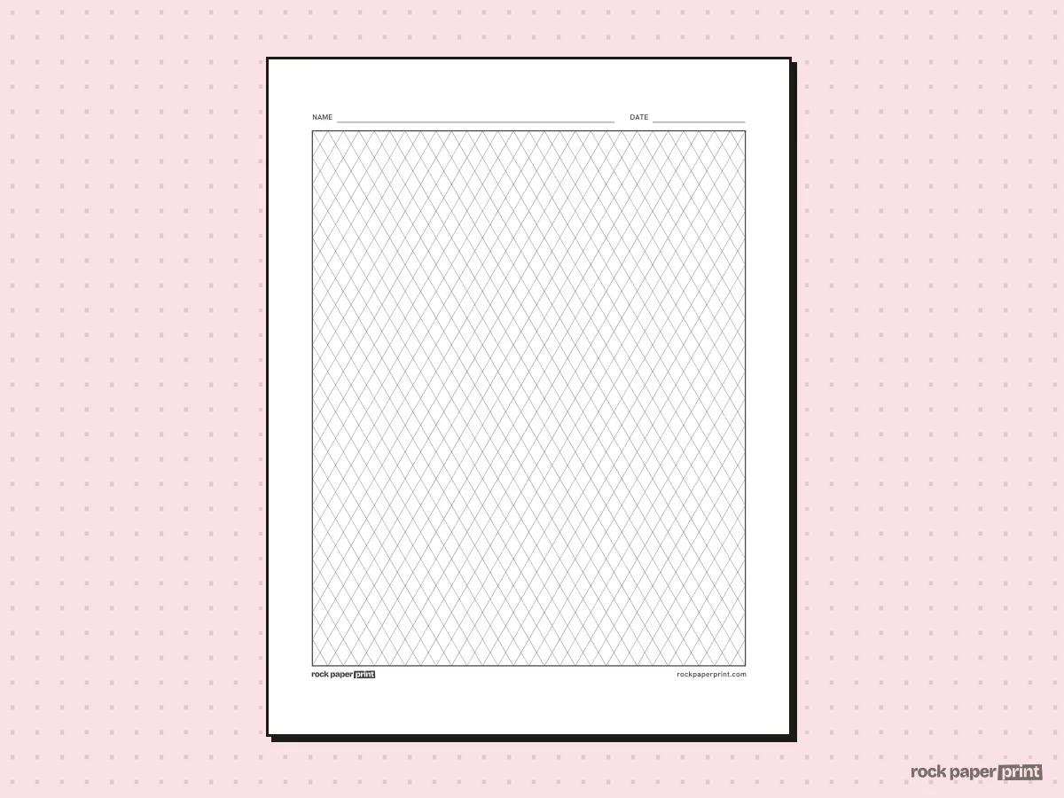 Diamond Graph Paper, black lines, printable PDF preview