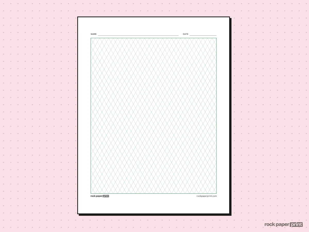 Diamond Graph Paper, green lines, printable PDF preview