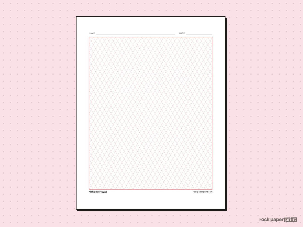 Diamond Graph Paper, red lines, printable PDF preview