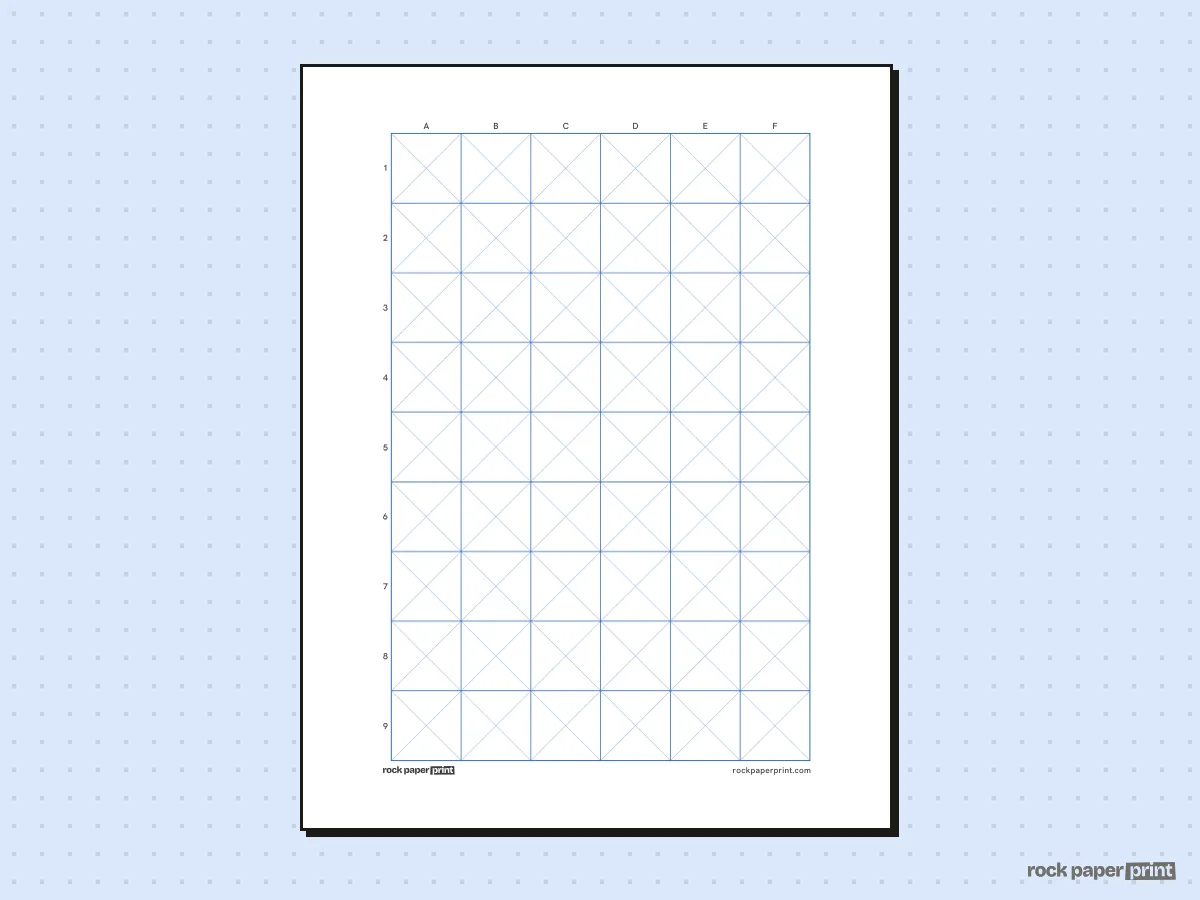 Drawing Grid Template, blue lines, printable PDF preview