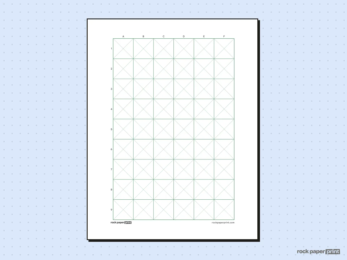 Drawing Grid Template, green lines, printable PDF preview
