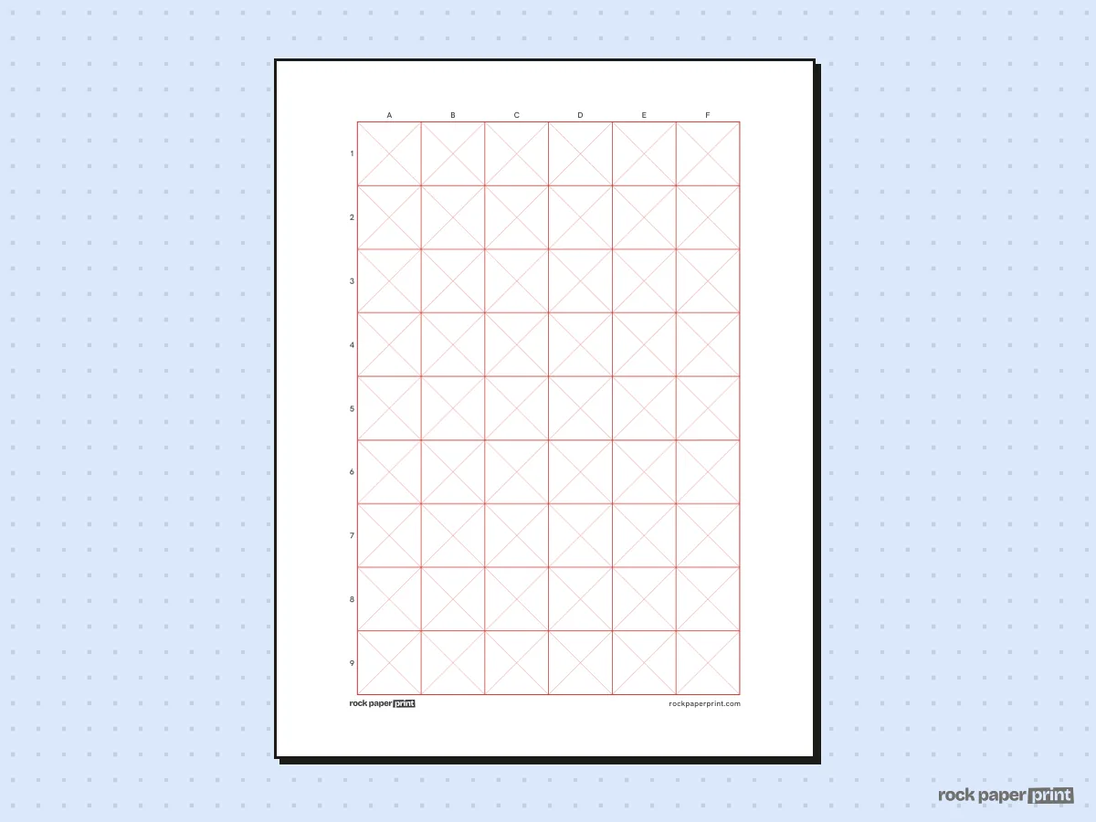 Drawing Grid Template, red lines, printable PDF preview