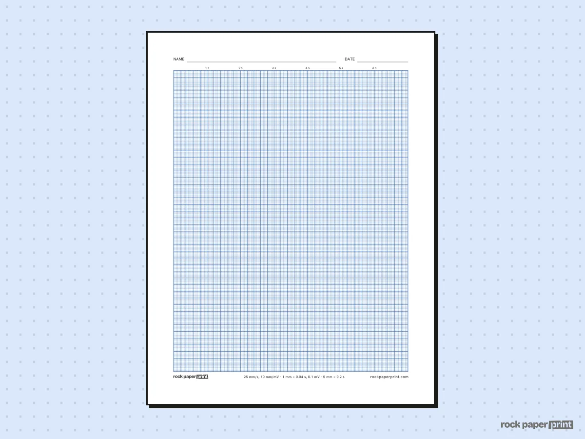 ECG (EKG) Graph Paper, blue lines, printable PDF preview