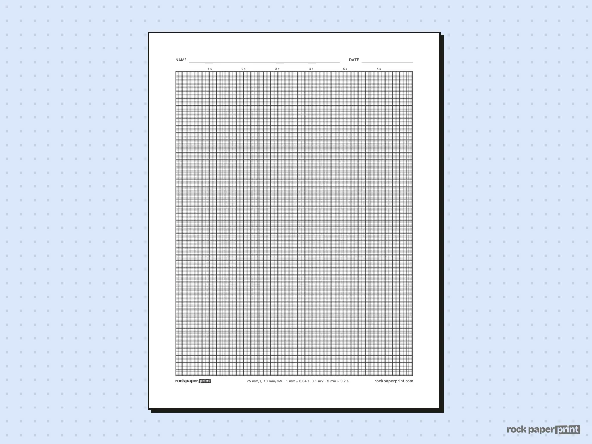 ECG (EKG) Graph Paper, black lines, printable PDF preview