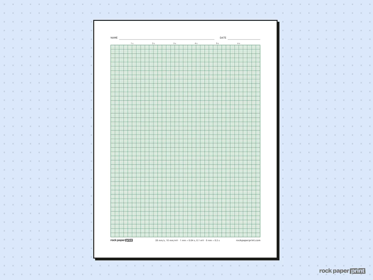 ECG (EKG) Graph Paper, green lines, printable PDF preview