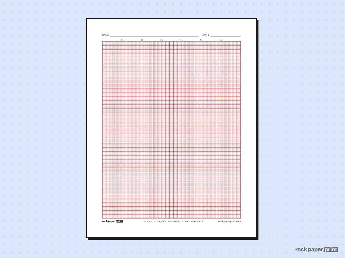 ECG (EKG) Graph Paper, red lines, printable PDF preview