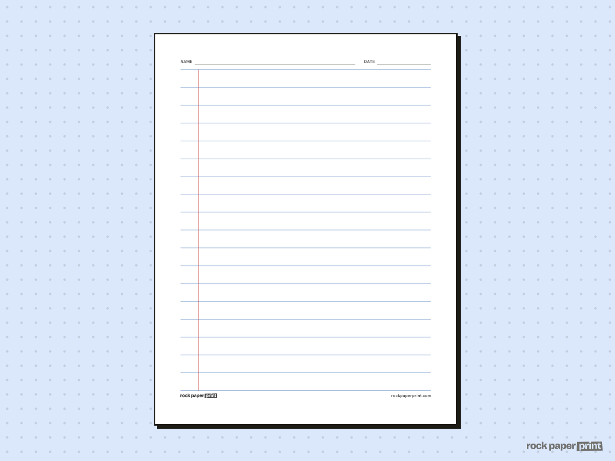 Extra Wide Ruled Paper, classic blue lines, printable PDF preview