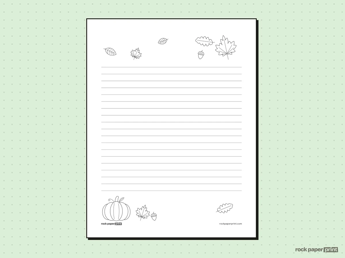 Fall Writing Paper, black lines, printable PDF preview