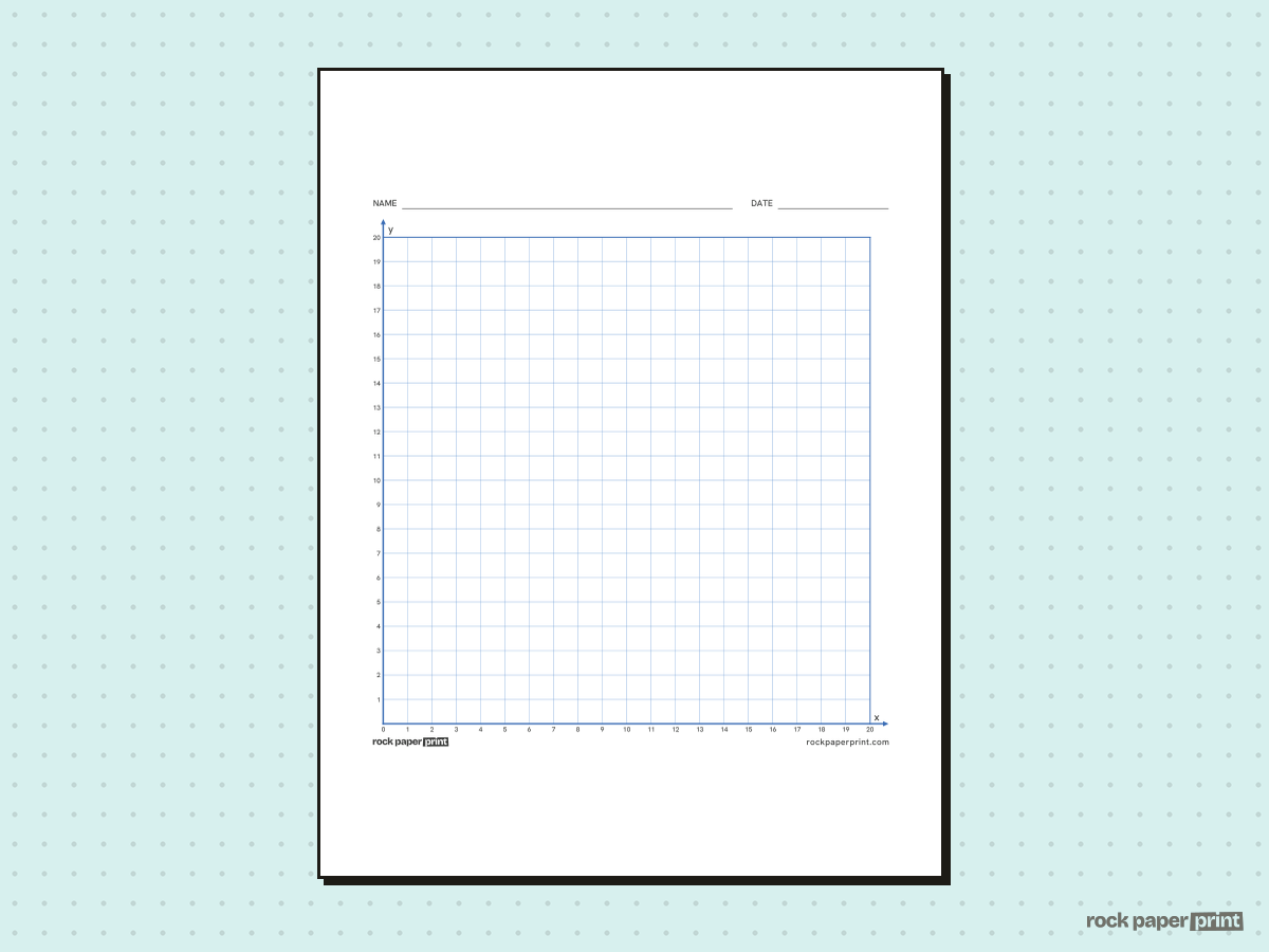 Quadrant 1 Coordinate Plane, blue lines, printable PDF preview
