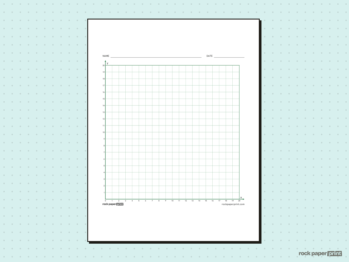 Quadrant 1 Coordinate Plane, green lines, printable PDF preview