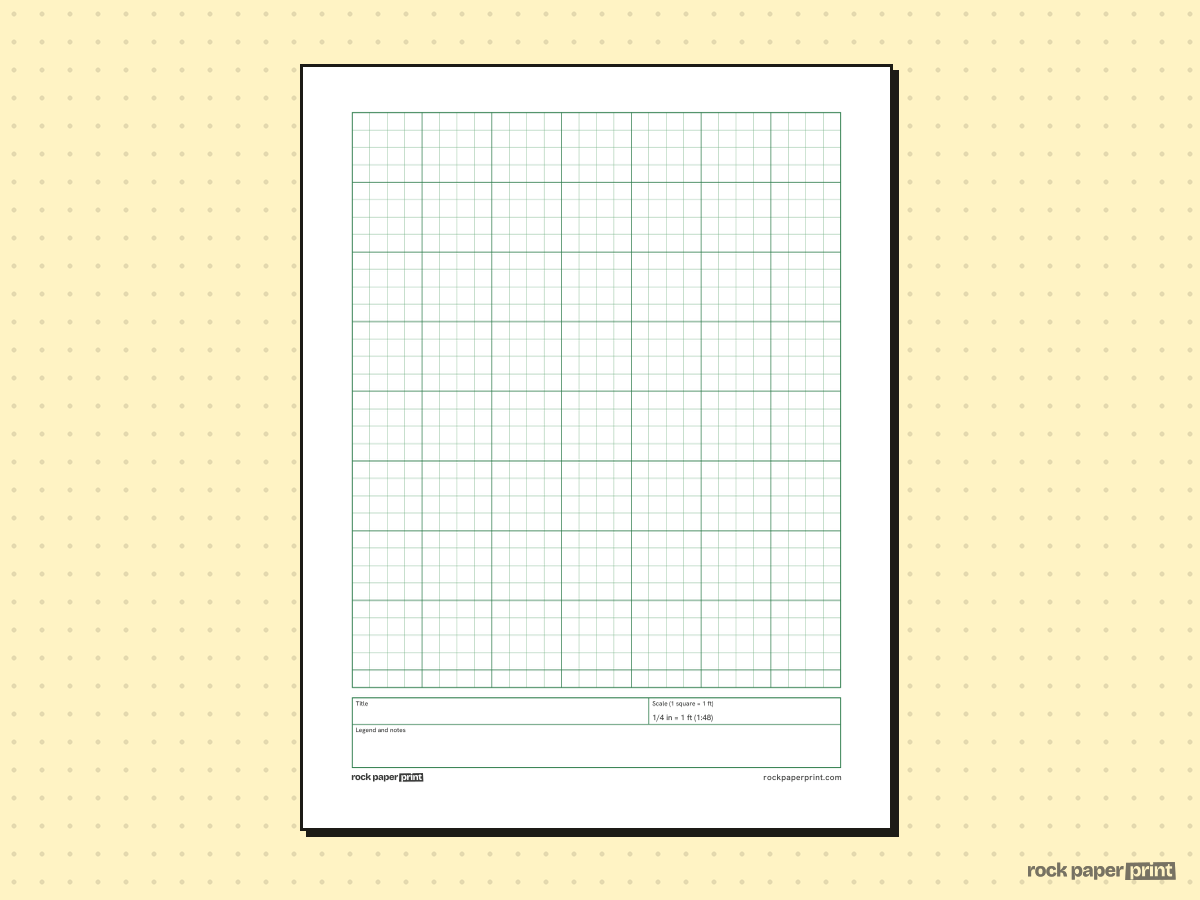 Graph Paper for Floor Plans, green lines, printable PDF preview