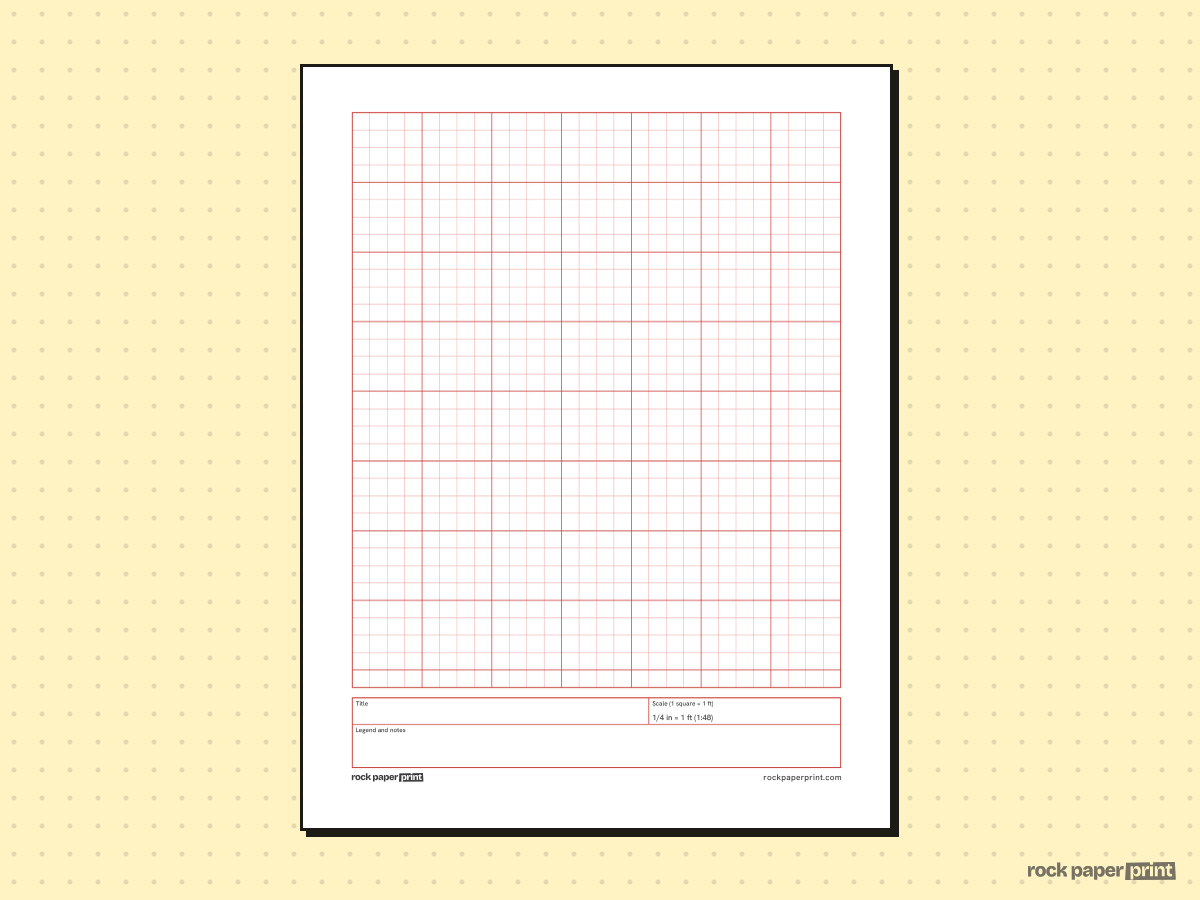 Graph Paper for Floor Plans, red lines, printable PDF preview