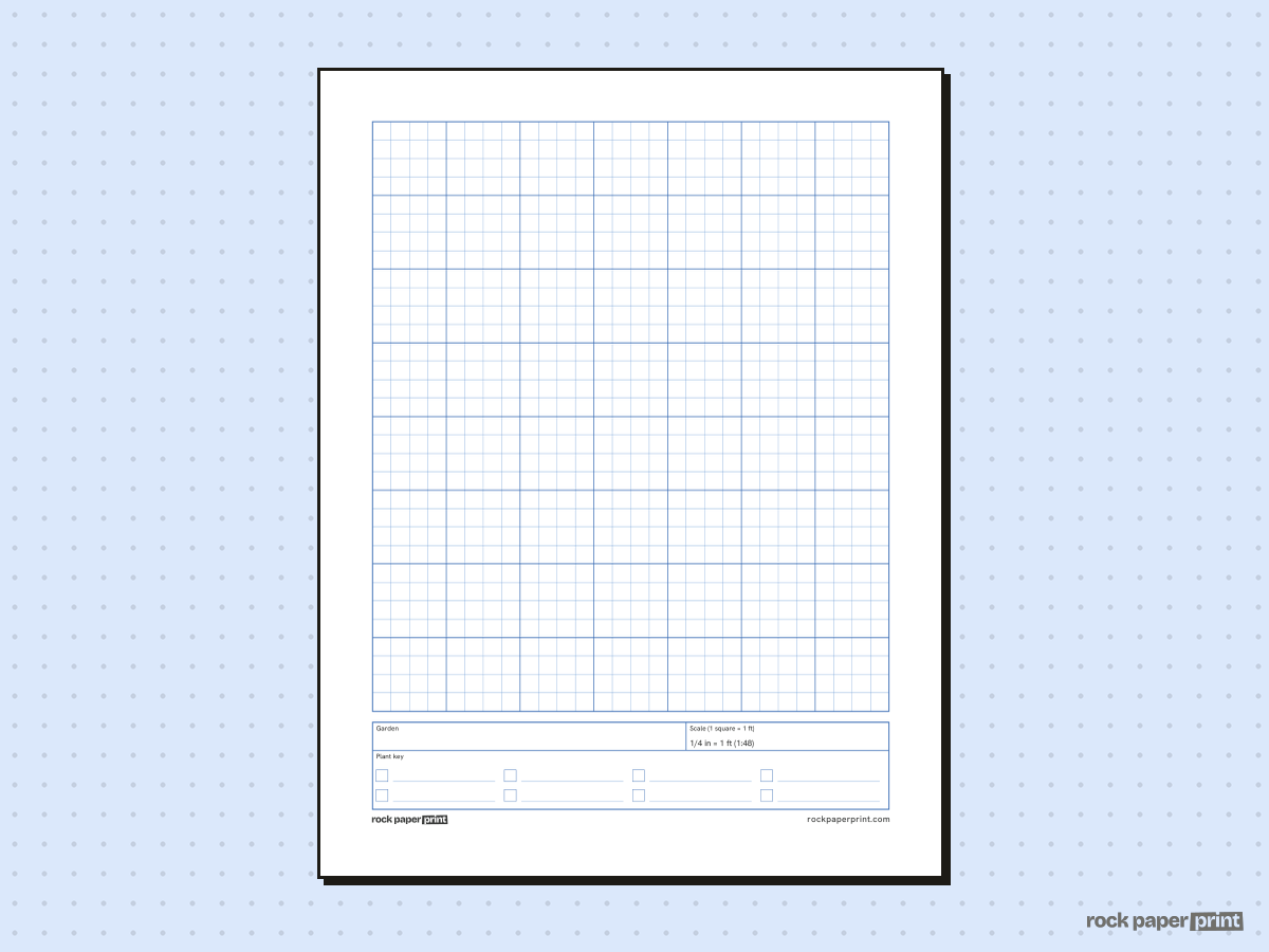 Garden Planning Graph Paper, blue lines, printable PDF preview