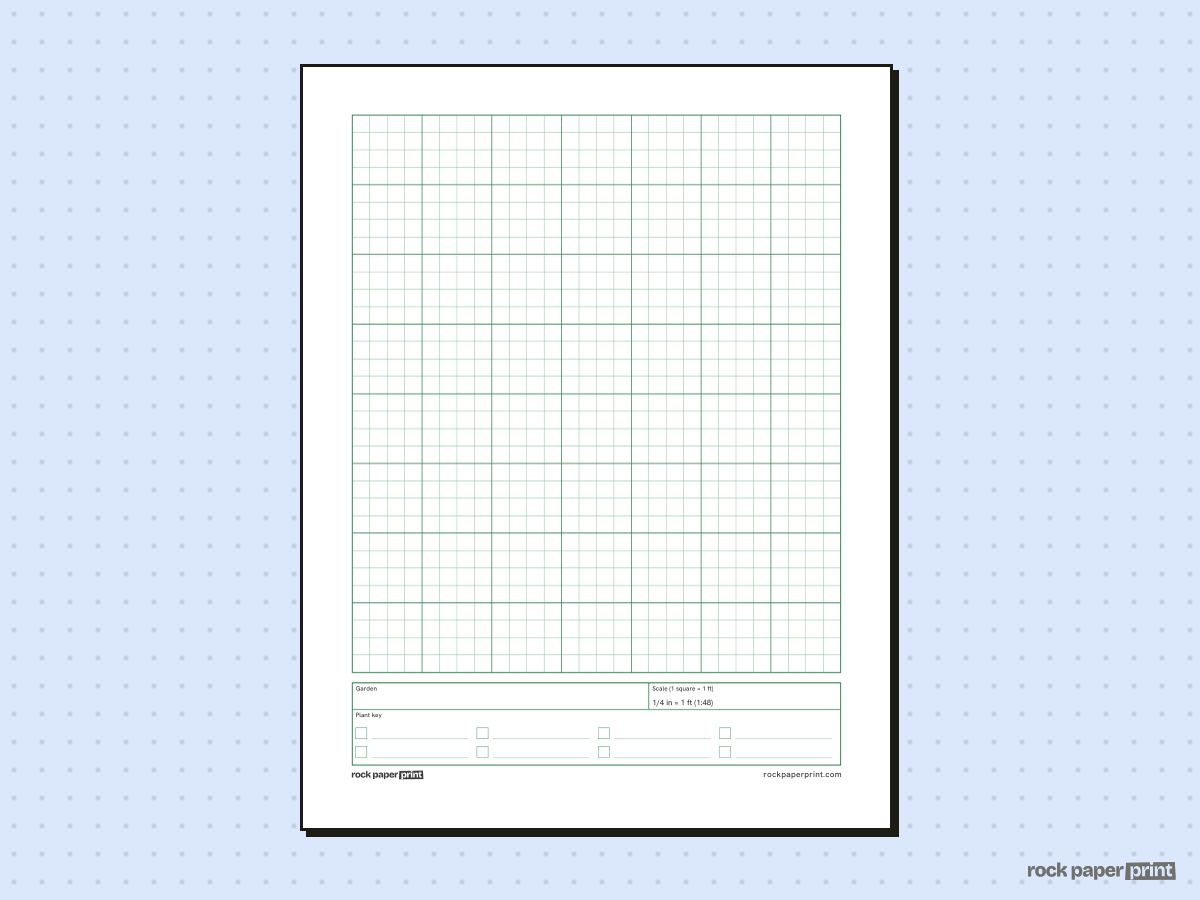 Garden Planning Graph Paper, green lines, printable PDF preview