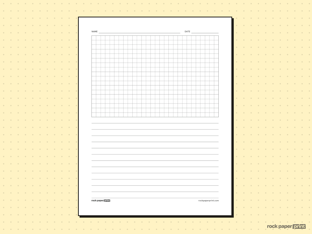 Graph and Lined Paper, black lines, printable PDF preview