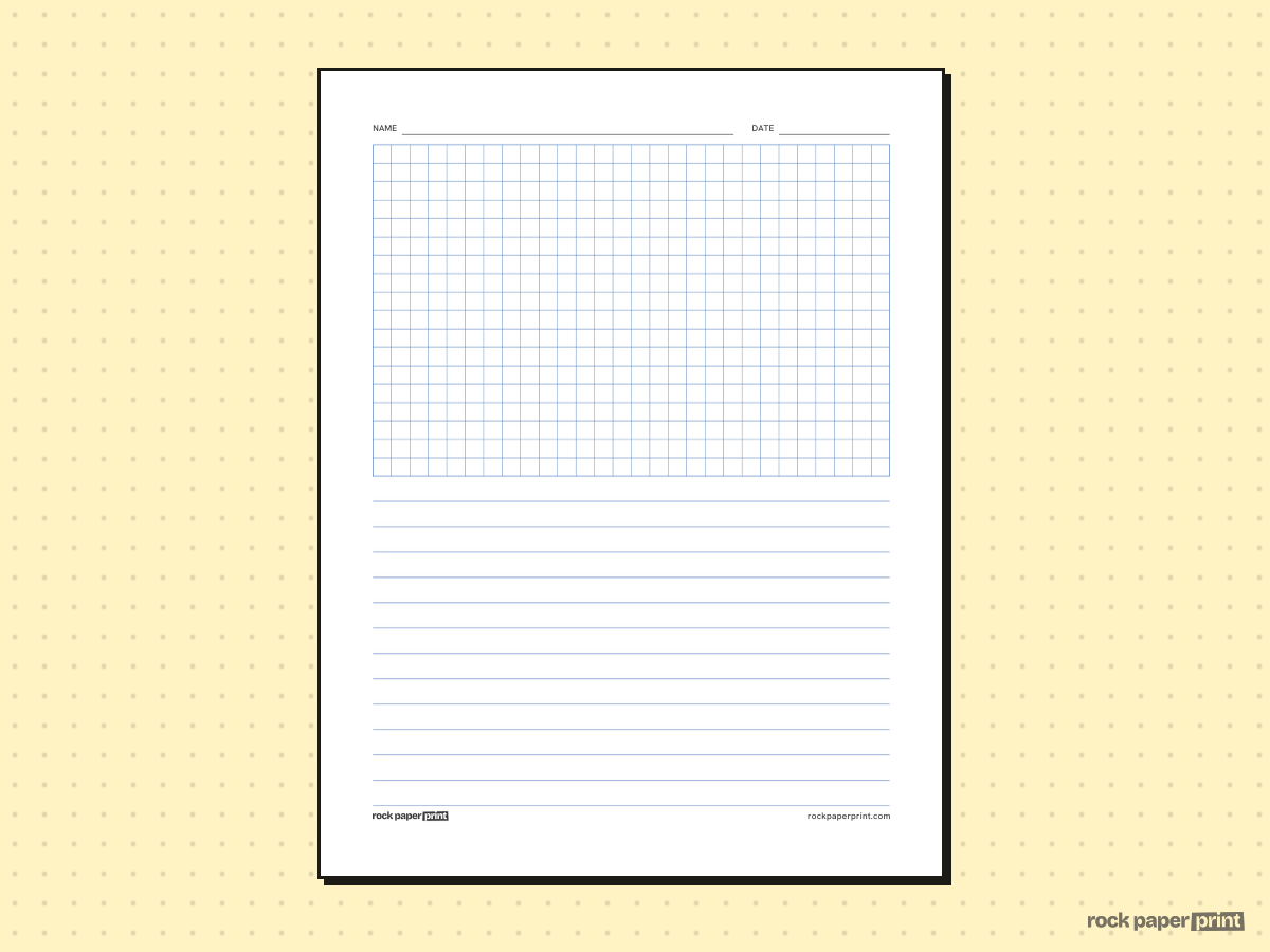Graph and Lined Paper, classic blue lines, printable PDF preview