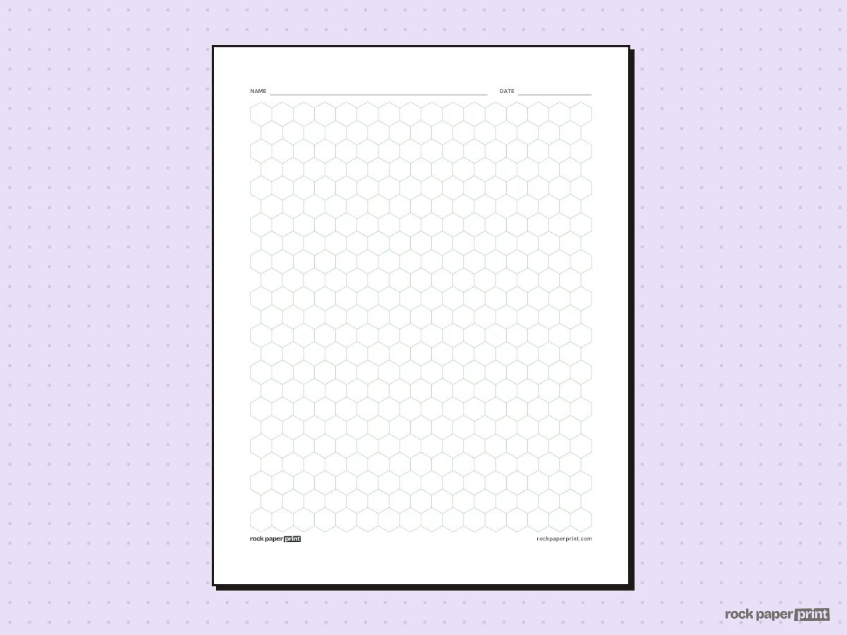 Hexagon Graph Paper, green lines, printable PDF preview