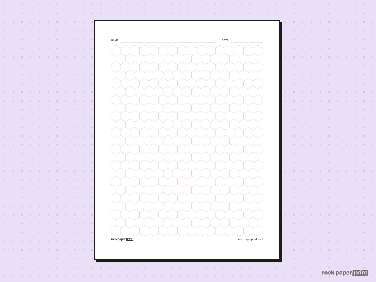 Hexagon Graph Paper, red lines, printable PDF preview