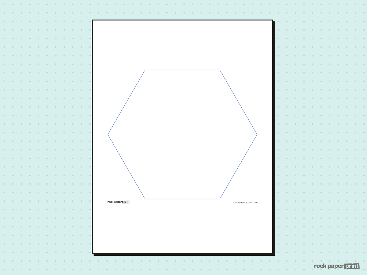 Hexagon Template, blue lines, printable PDF preview