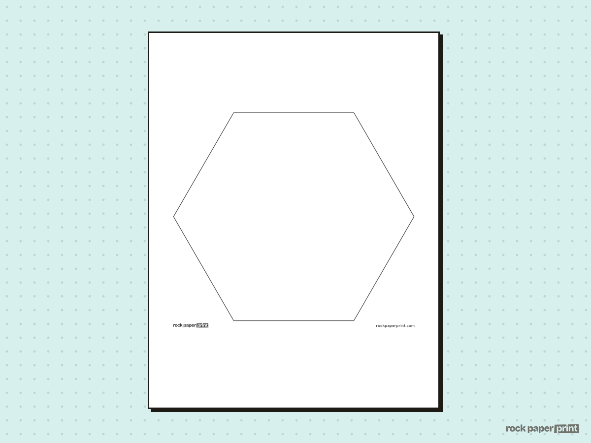 Hexagon Template, black lines, printable PDF preview