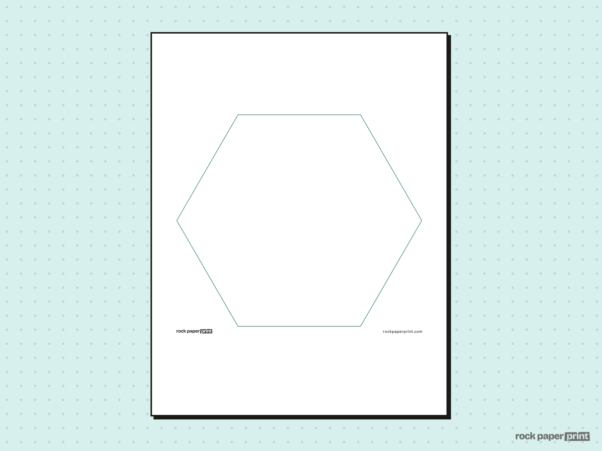 Hexagon Template, green lines, printable PDF preview