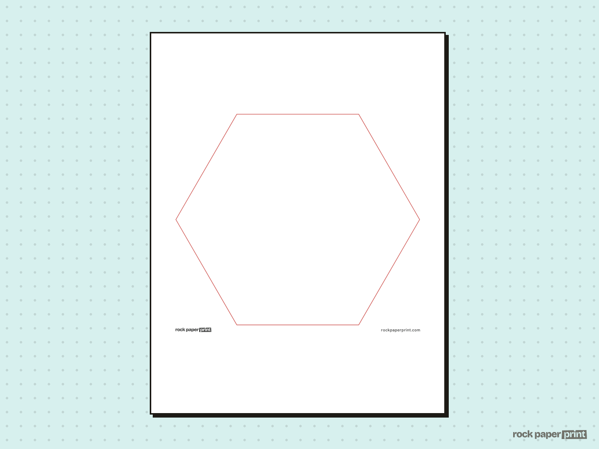Hexagon Template, red lines, printable PDF preview