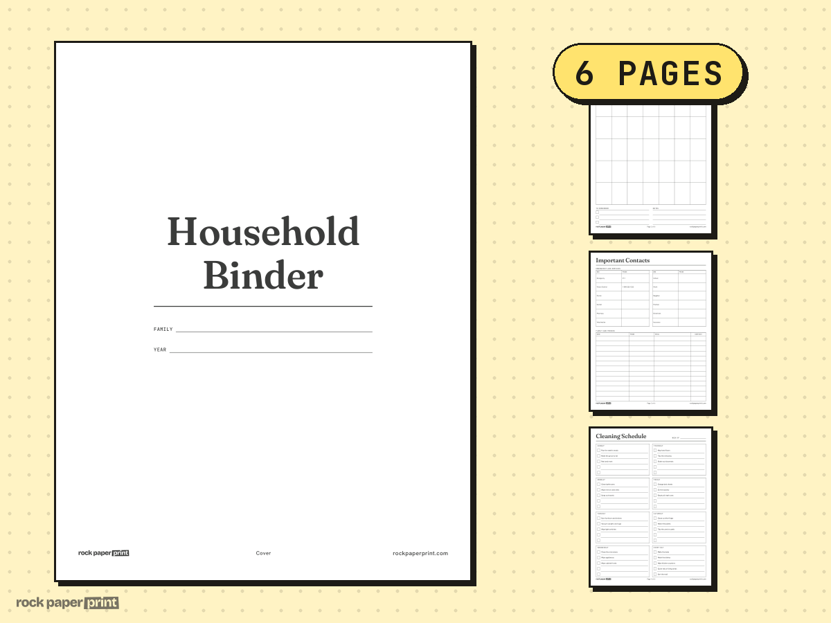 Household Binder, Full Pack, printable PDF preview